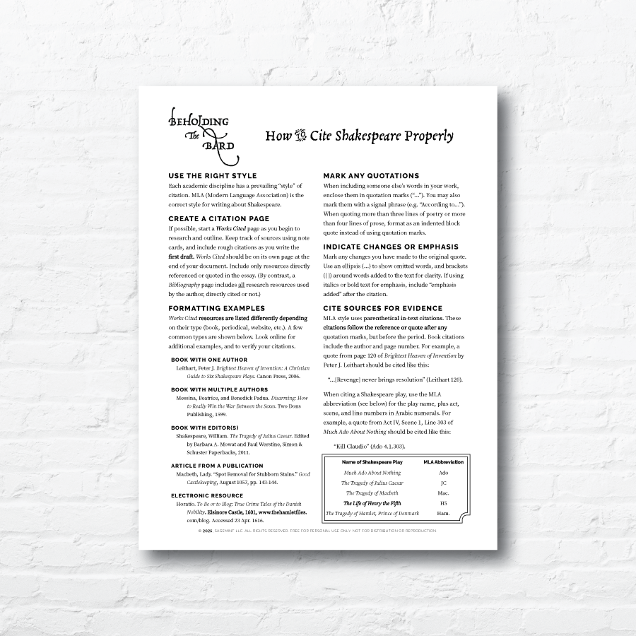 “How to Cite Shakespeare Properly” Guide